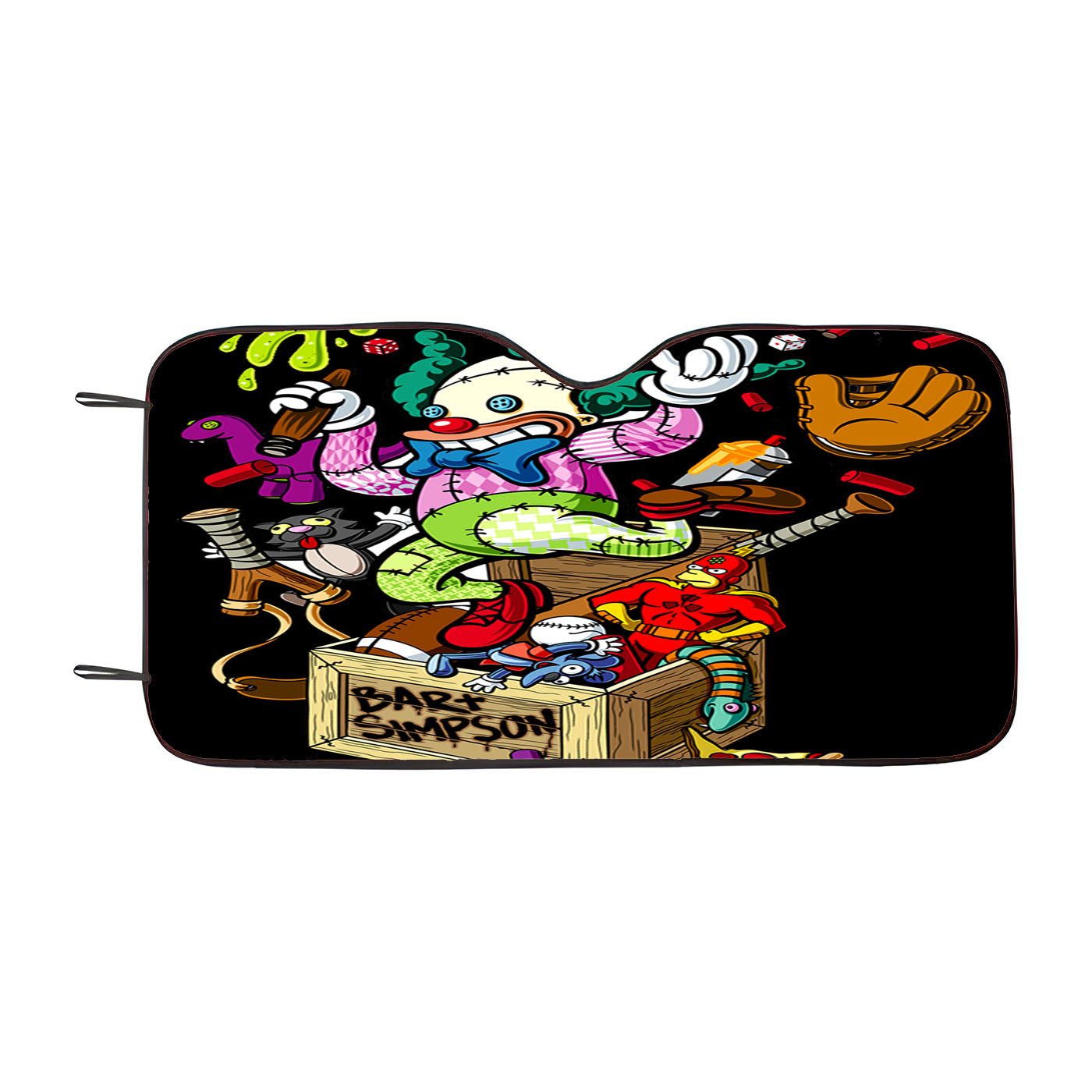 Simpsons Bar Santa Cruz Skateboards Art Black Car Auto Sun Shade Windshield Cover