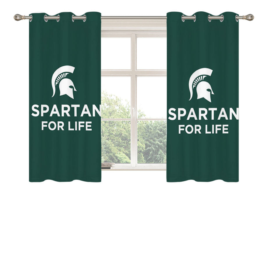 Michigan State Spartan For Life Peach Skin Window Curtains