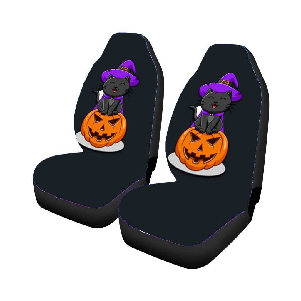 Black Cat Pumpkin Halloween Car Seat Covers