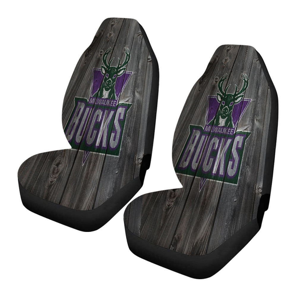 Old Milwaukee Bucks Nba Logo Dark Wood Wallpaper Car Seat Covers