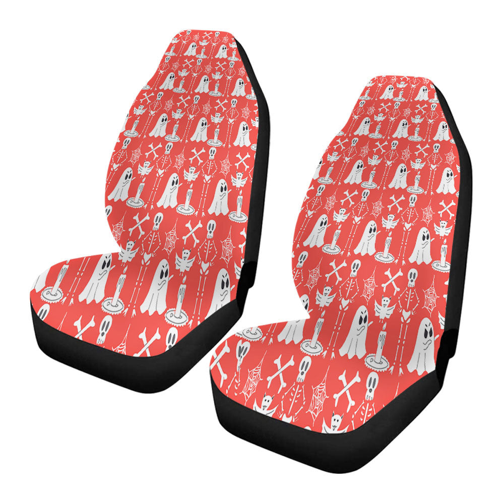 Red Pattern Halloween Ghost Skeleton Car Seat Covers