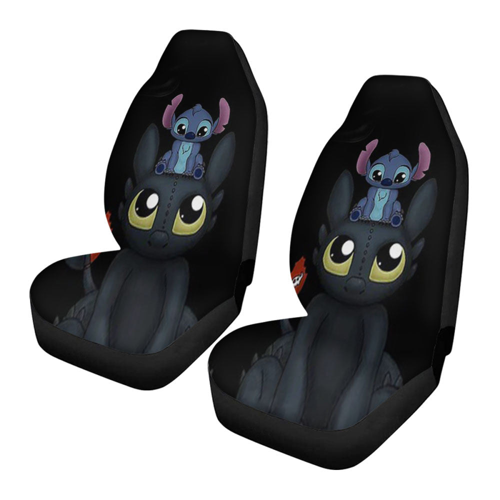 Stitch And Toothless Car Seat Covers