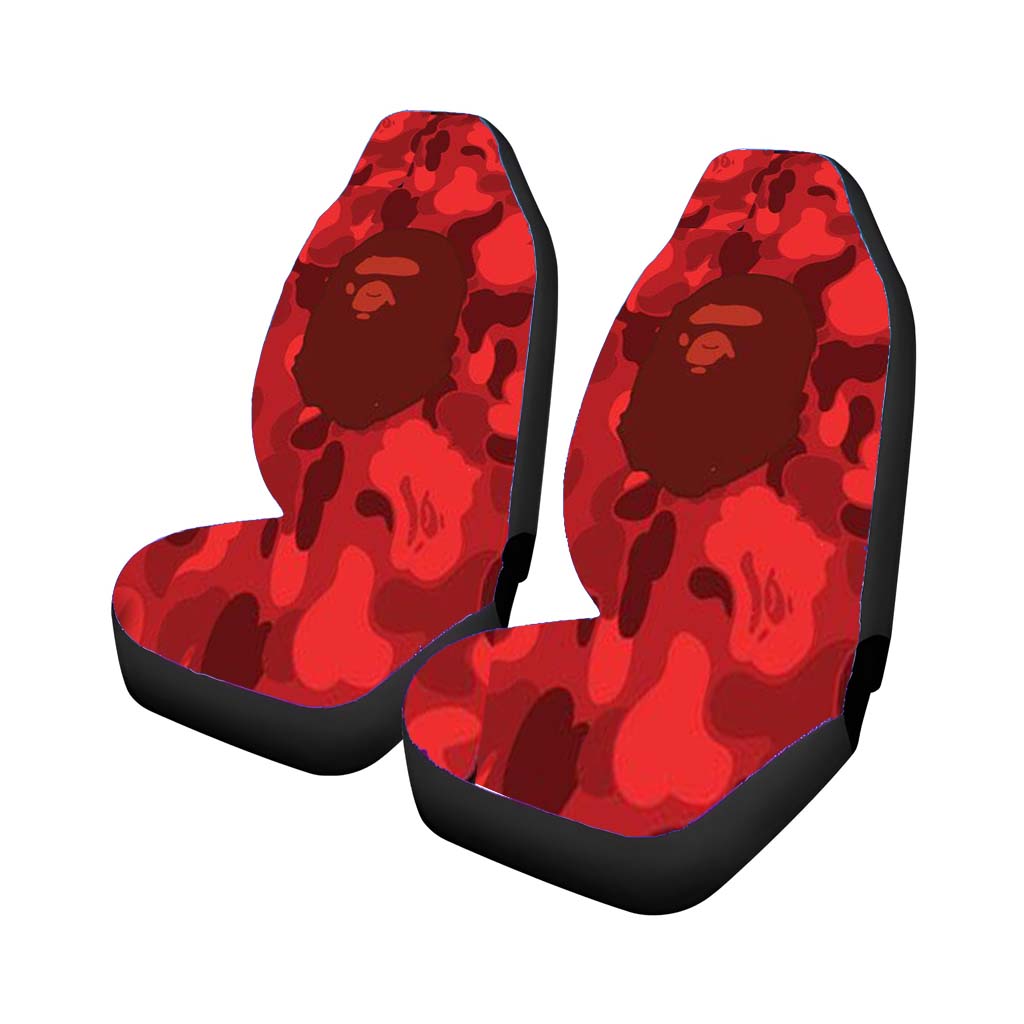 Bape Logo Red Matte car Seat Covers