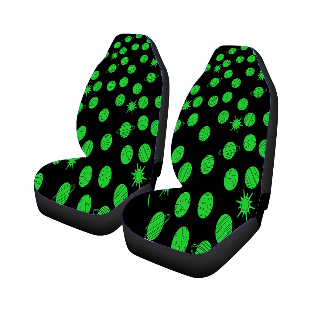 Black Green Planet Pattern Doodle car Seat Covers