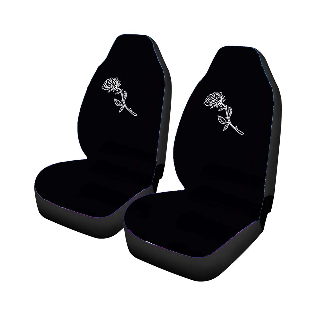Black White Flower Rose Art car Seat Covers