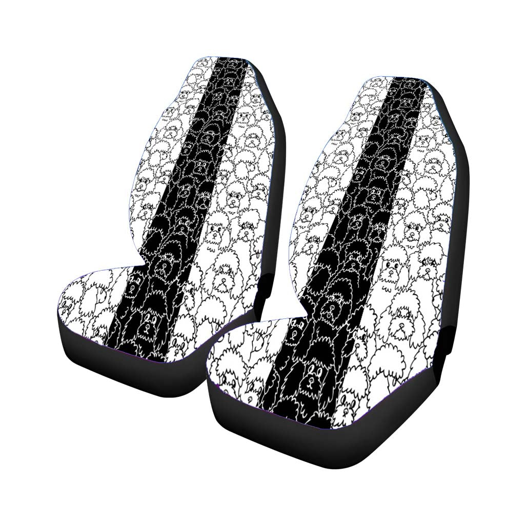 Black White Poodle Pattern car Seat Covers