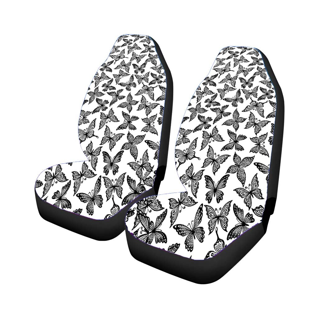 Black White Vintage Flying Butterflies Pattern car Seat Covers