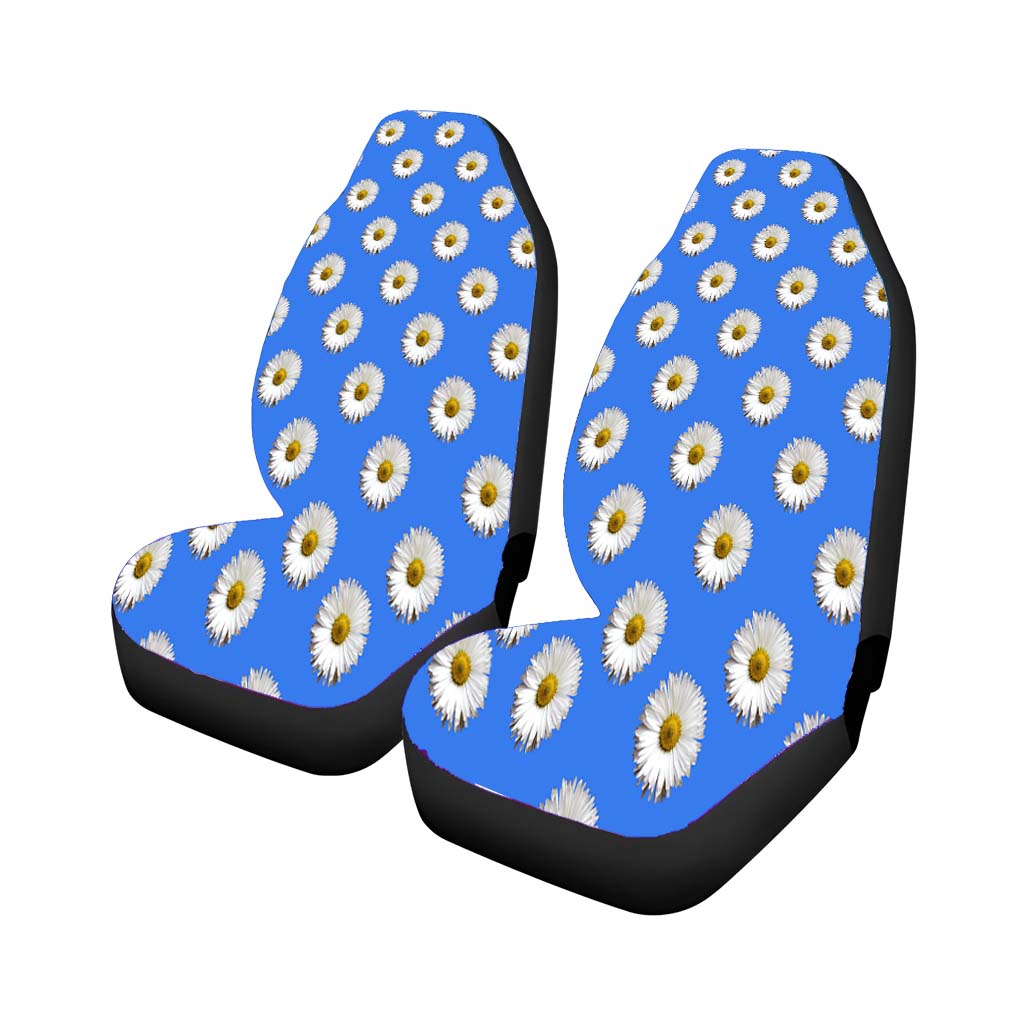 Blue White Daisy Flower Pattern car Seat Covers