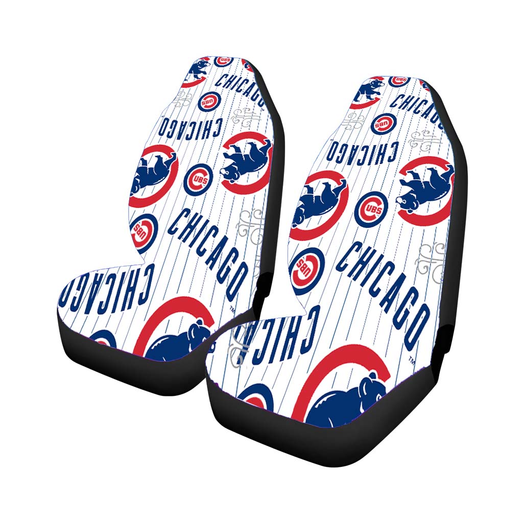 Chicago Cubs Logo Stripe 2 car Seat Covers
