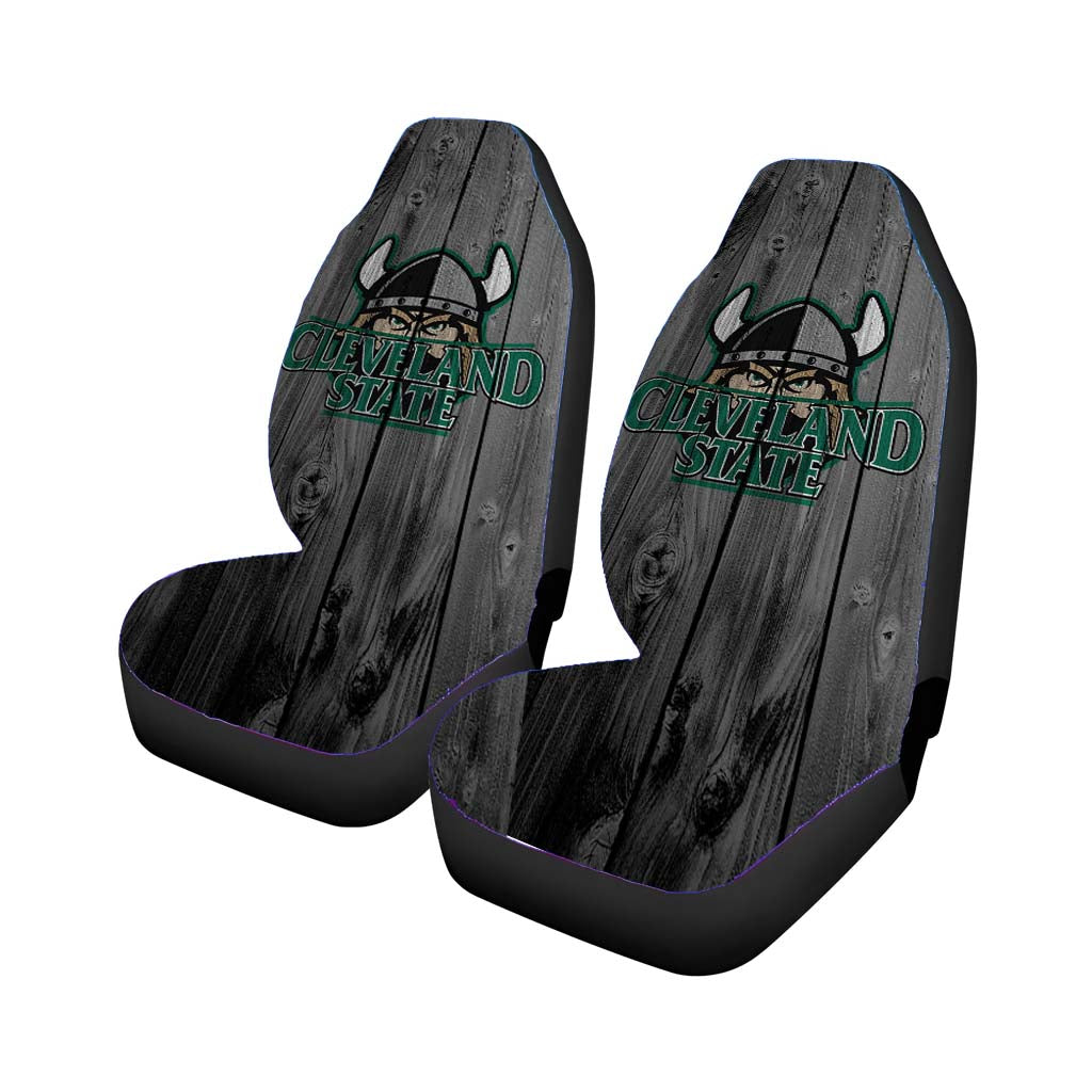 Cleveland State University Mascot Logo Dark Wood Wallpaper car Seat Covers