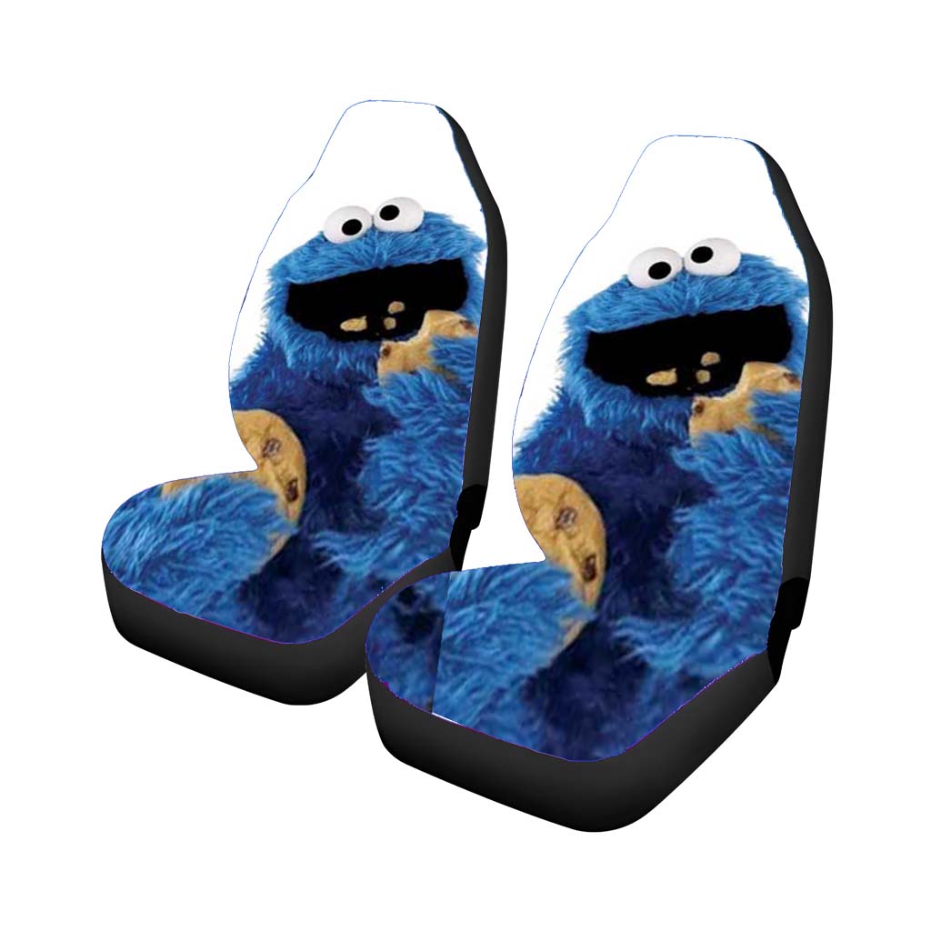 Cookie Monster Plain Wht car Seat Covers