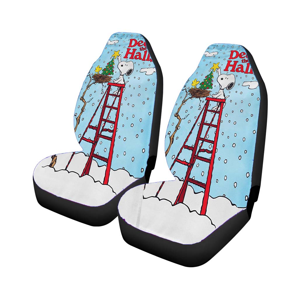 Deck The Halls Snoopy And Woodstock Christmas car Seat Covers