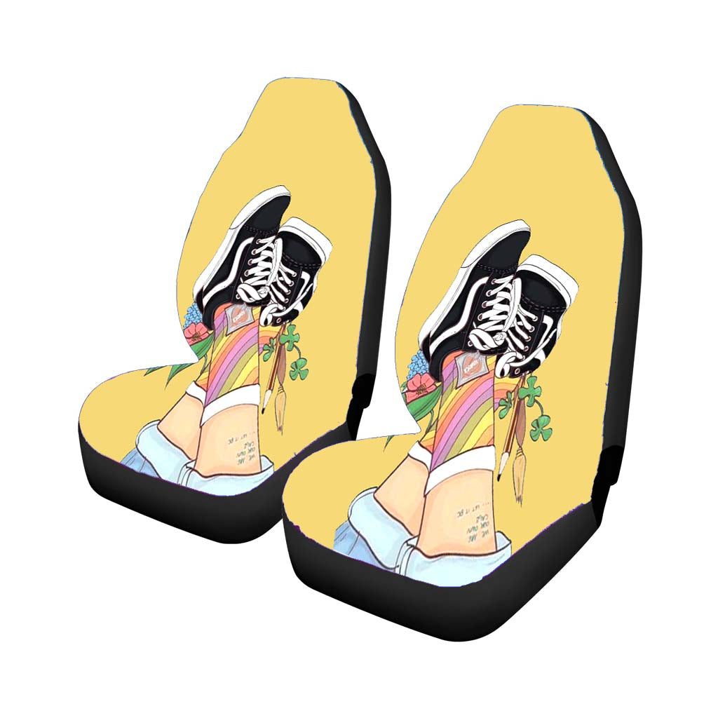 Girls Feet Canvas Vans Shoes Cute Cartoon car Seat Covers