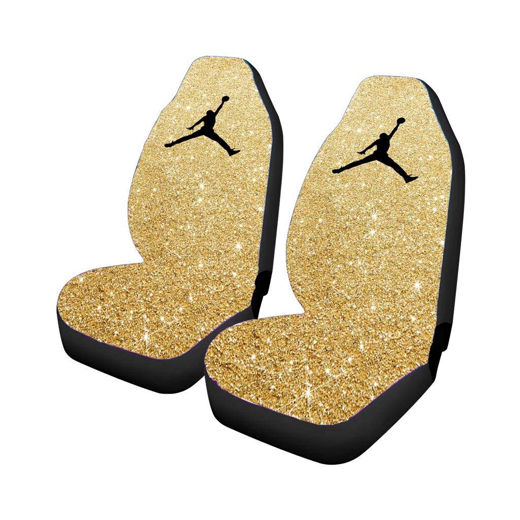 Gold Glitter Air Jordan Logo car Seat Covers