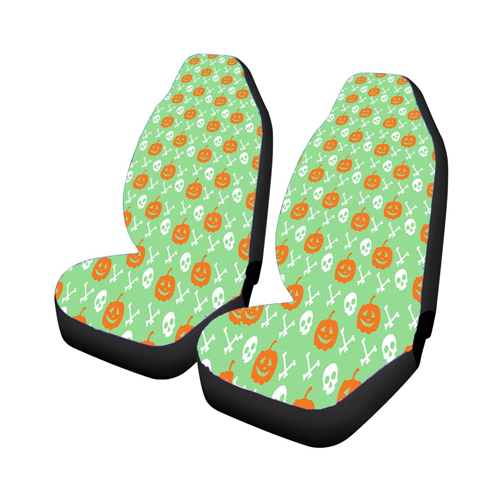Green Pattern Pumpkins Bone And Head Skeleton Halloween car Seat Covers