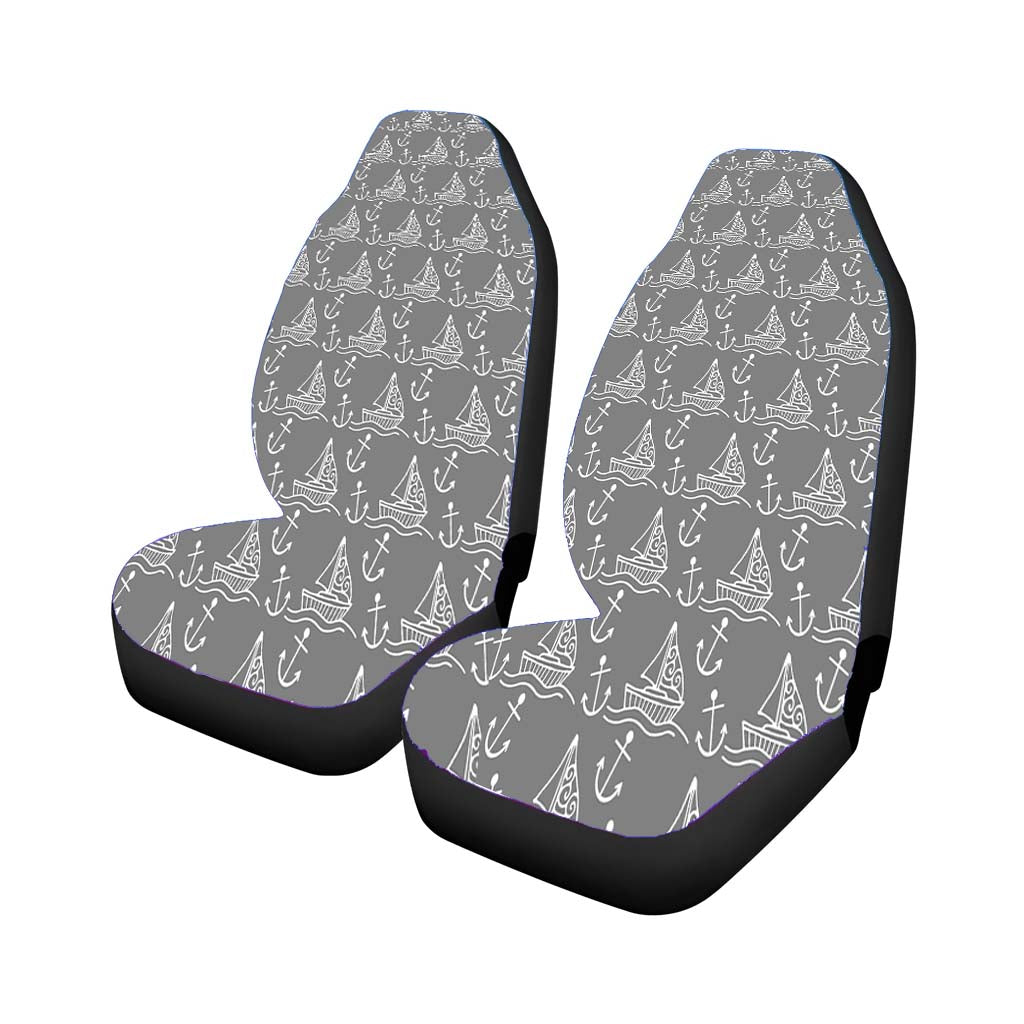 Grey White Sailor Ship Pattern car Seat Covers