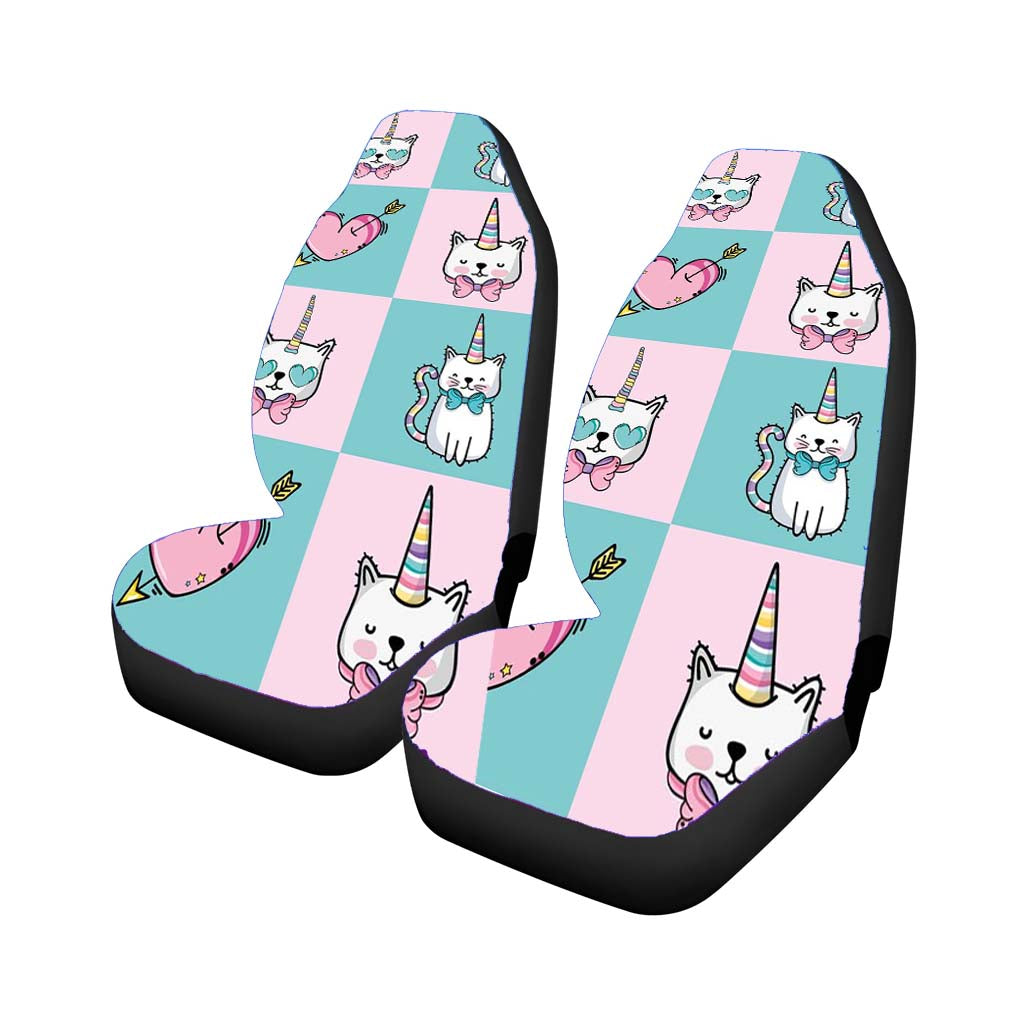 Kitty Unicorn Pastel Color Collage Pattern car Seat Covers