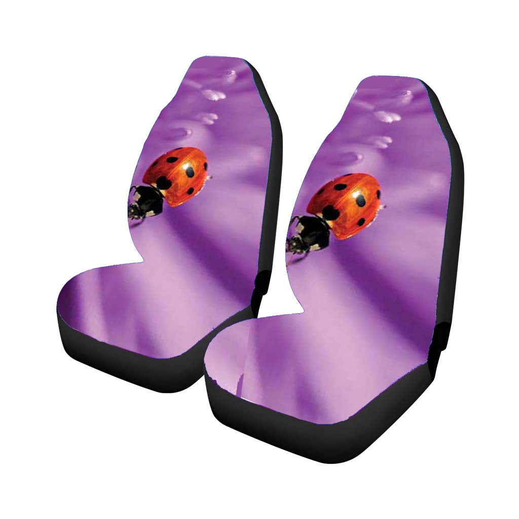 Lady Bug Purple Flower Closeup car Seat Covers