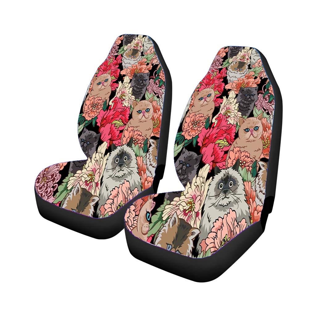 Many Cats Over Flowers car Seat Covers