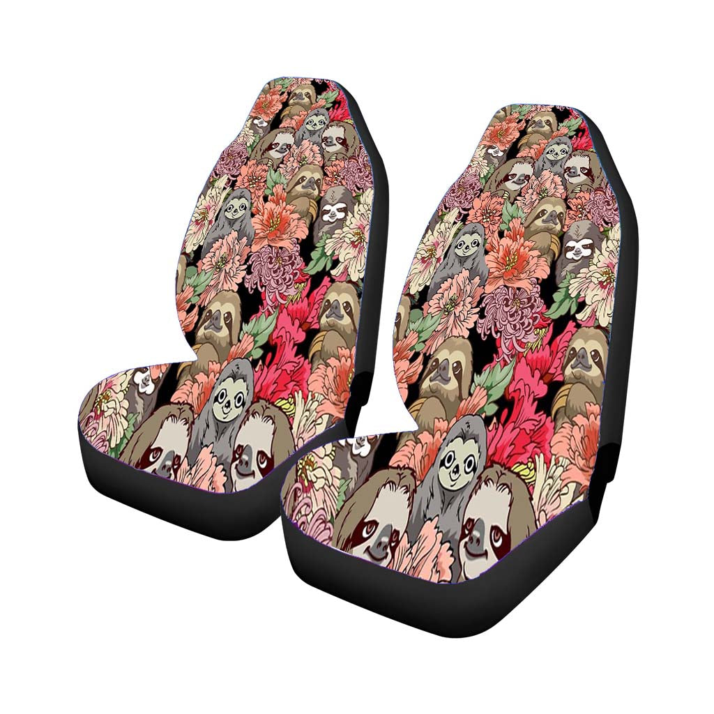 Many Sloths Over Flowers car Seat Covers