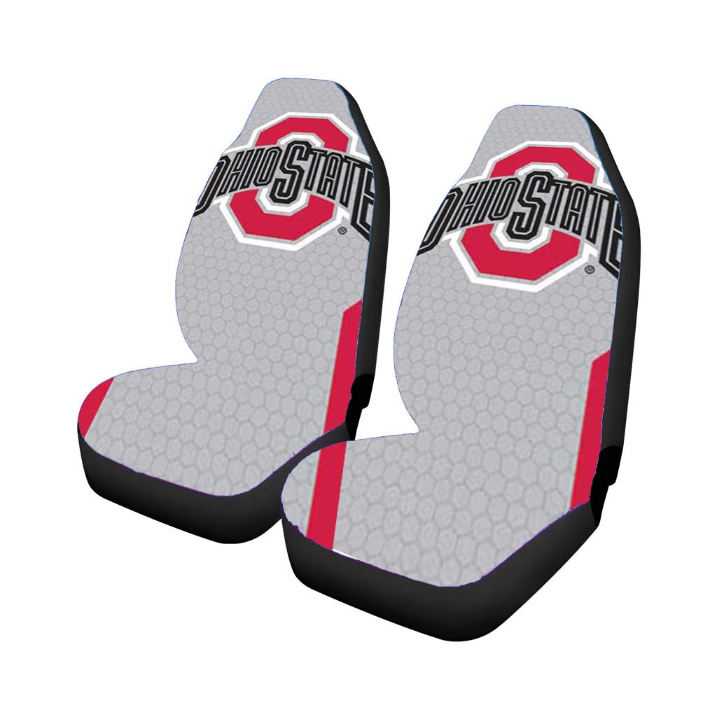 Ohio State Logo Honeycomb With Red car Seat Covers