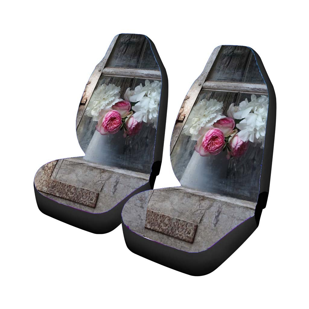 Old Window With Flowers car Seat Covers