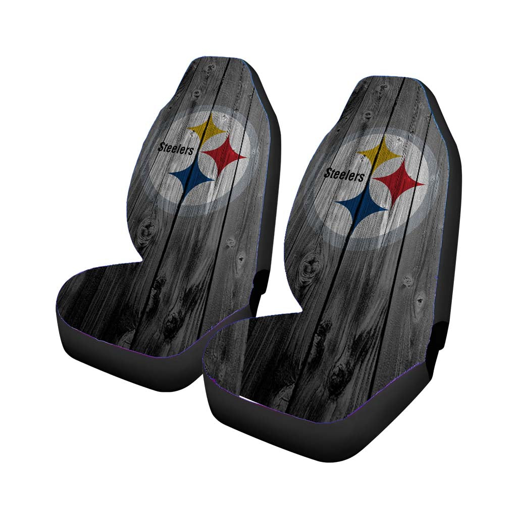Pittsburgh Steelers Nfl Logo Dark Wood Wallpaper car Seat Covers