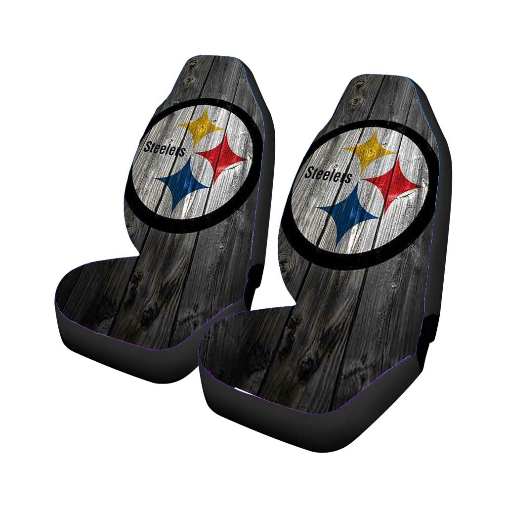 Pittsburgh Steelers Wooden Texture Logo car Seat Covers