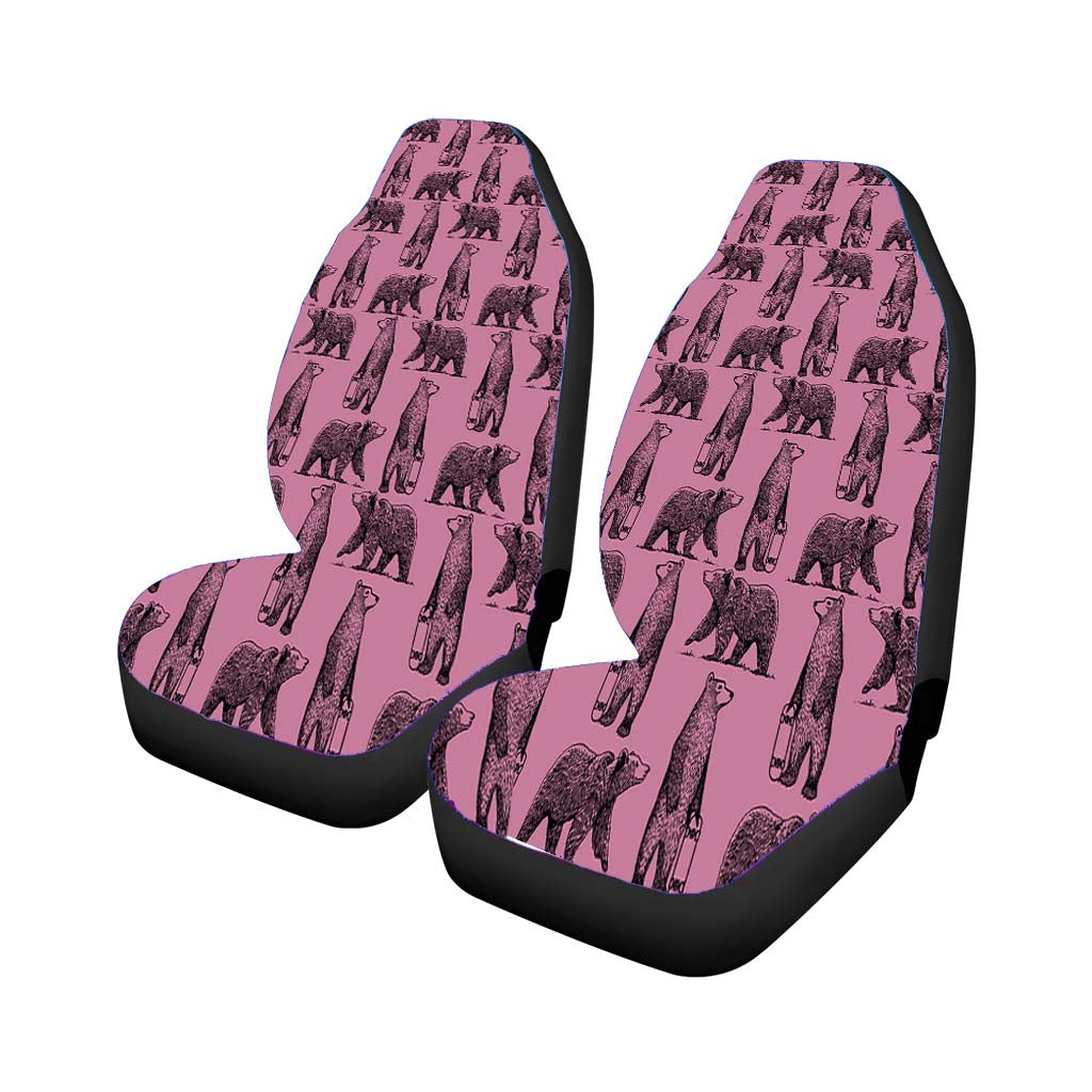 Purple And Black Skate Bear Illustrations Pattern car Seat Covers