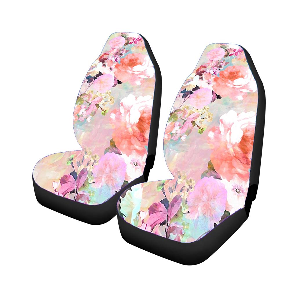 Romantic Pink Teal Watercolor Chic Floral Pattern car Seat Covers
