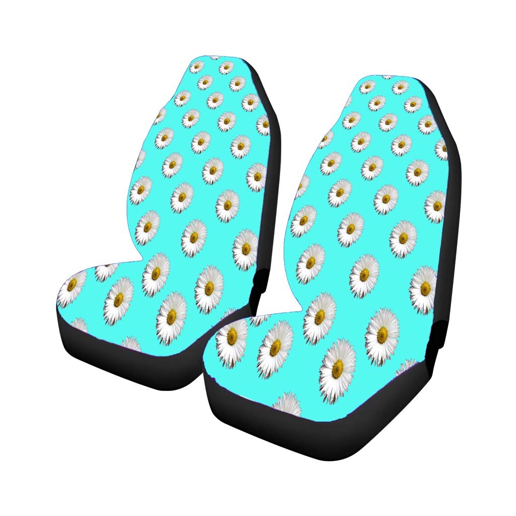 Turquoise White Daisy Flower Pattern car Seat Covers