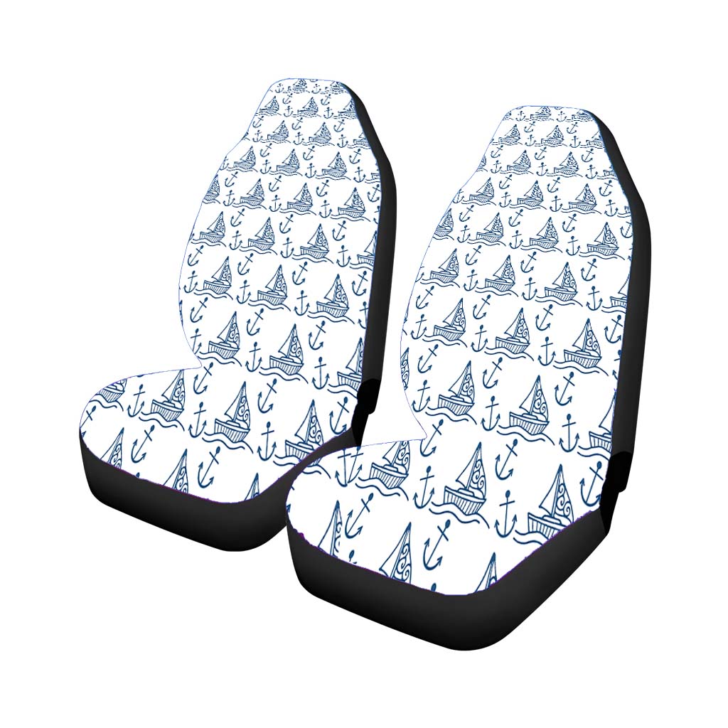 White Blue Sailor Ship Pattern car Seat Covers