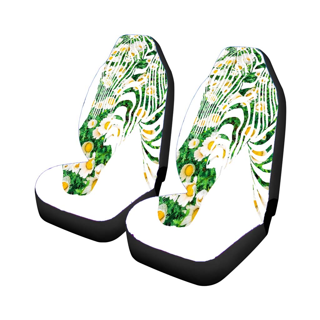 White Zebra Flower Field car Seat Covers