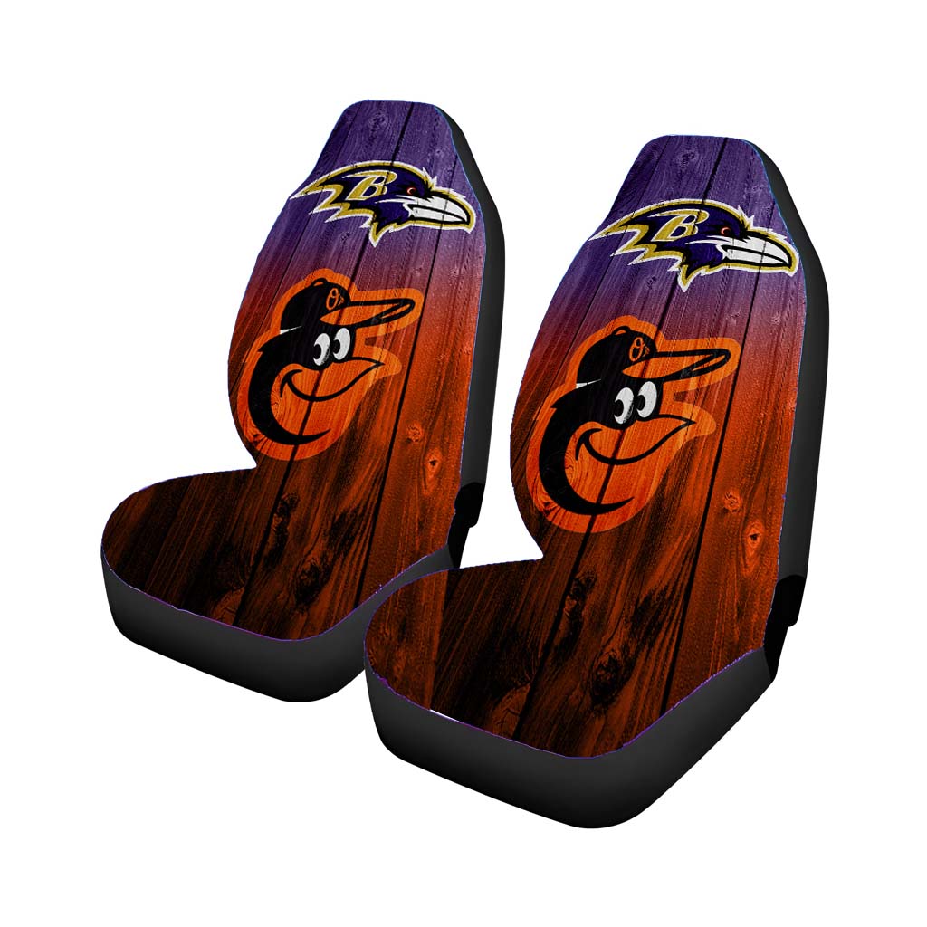 baltimore ravens nfl orioles mlb logo dark wood wallpaper Car Seat Covers
