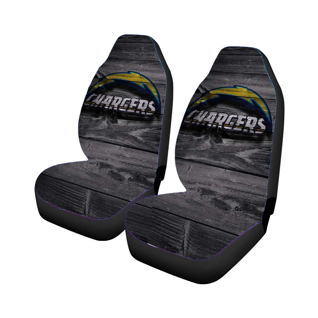 chargers los angeles logo dark wood wallpaper Car Seat Covers