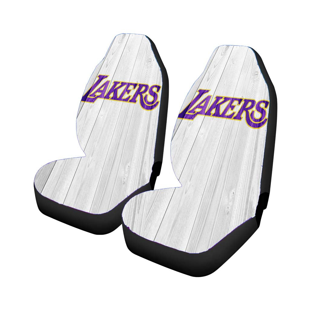 los angeles lakers nba logo white wood w Car Seat Covers