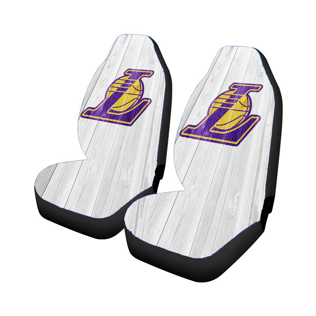 los angeles lakers nba logo white wood wallpaper 2 Car Seat Covers