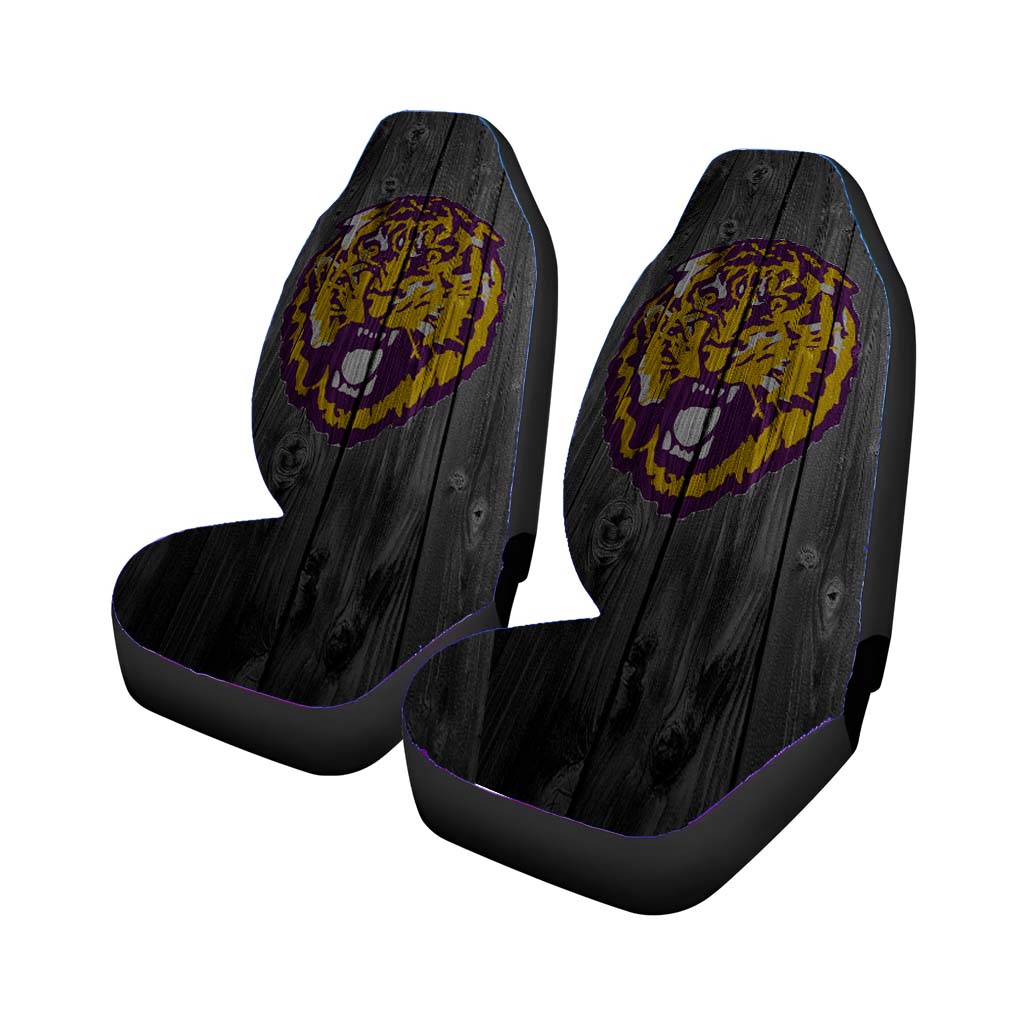 lsu tiger purple logo dark wood wallpaper Car Seat Covers