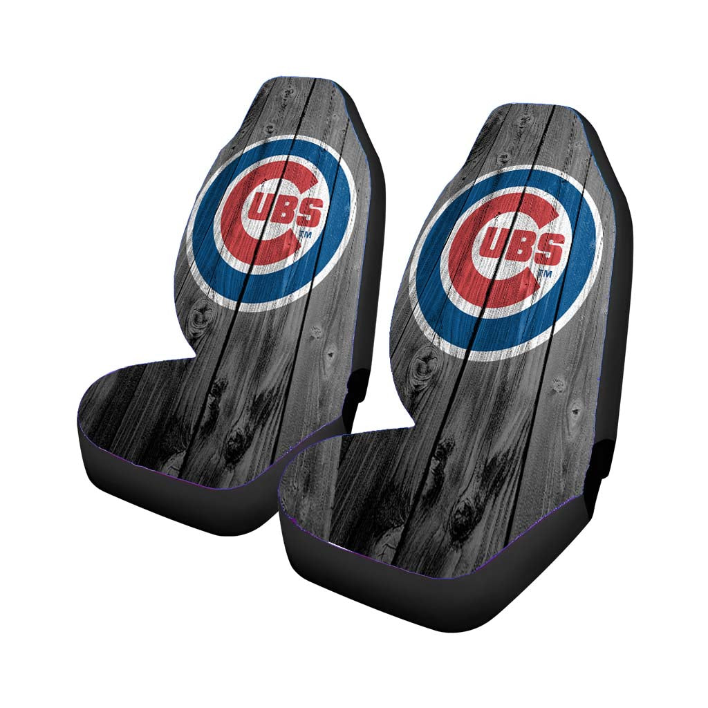 new chicago cubs mlb logo dark wood Car Seat Covers