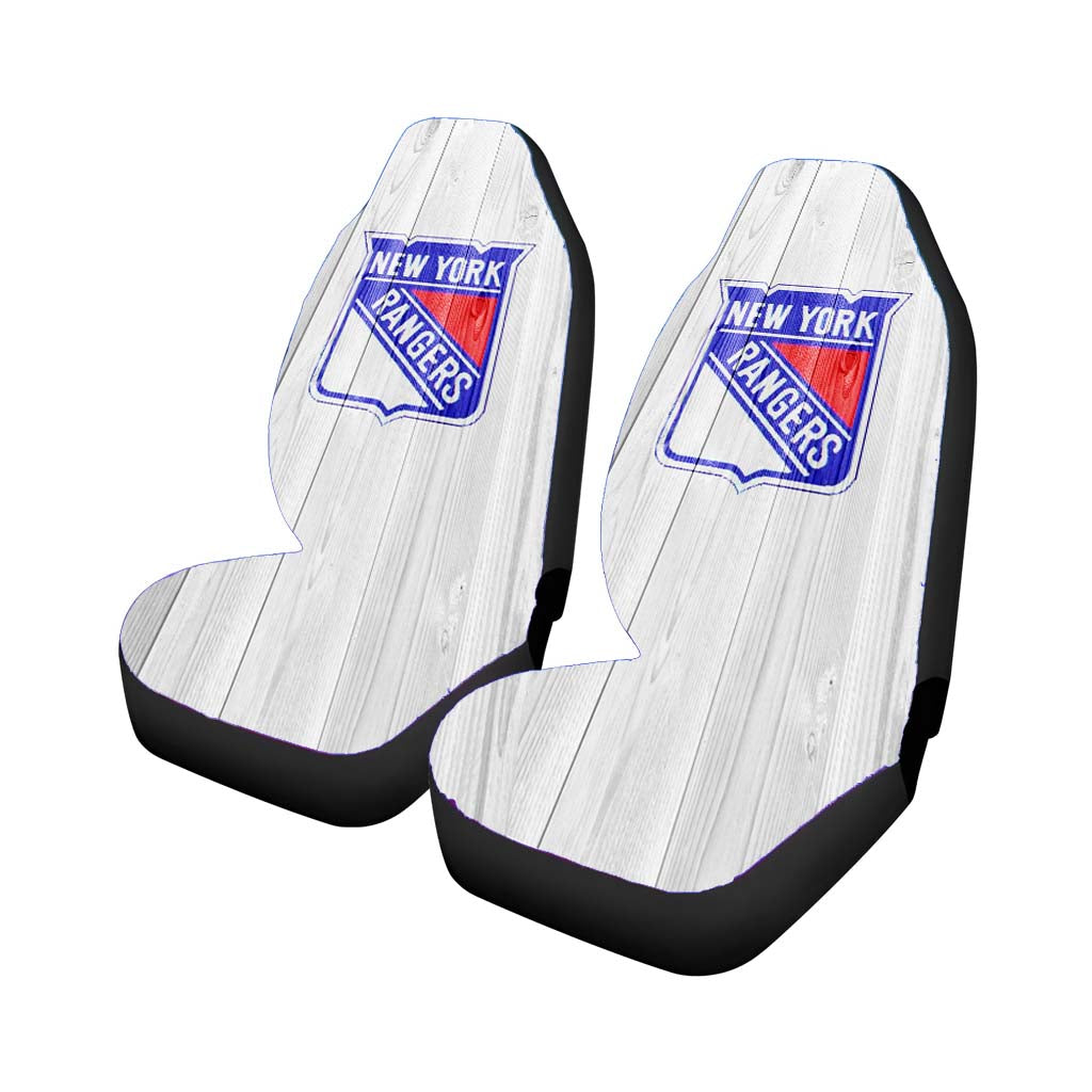 new york rangers nhl logo white wood wallpaper Car Seat Covers