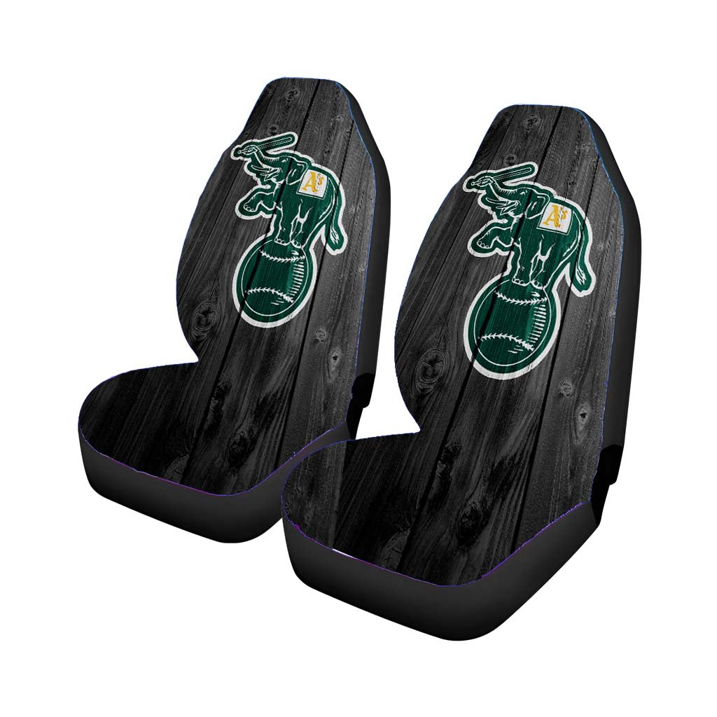 oakland athletics mlb logo dark wood Car Seat Covers