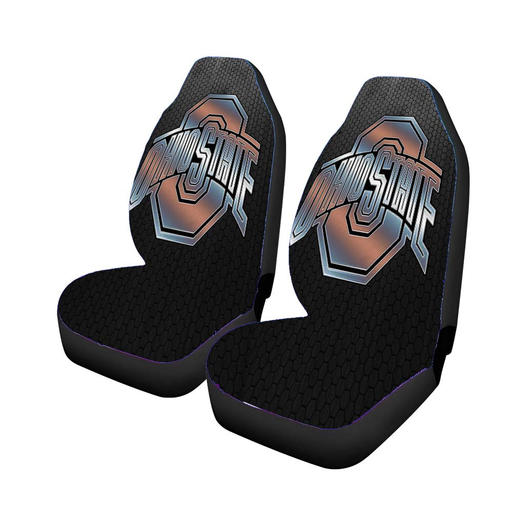ohio state silver metal emblem Car Seat Covers