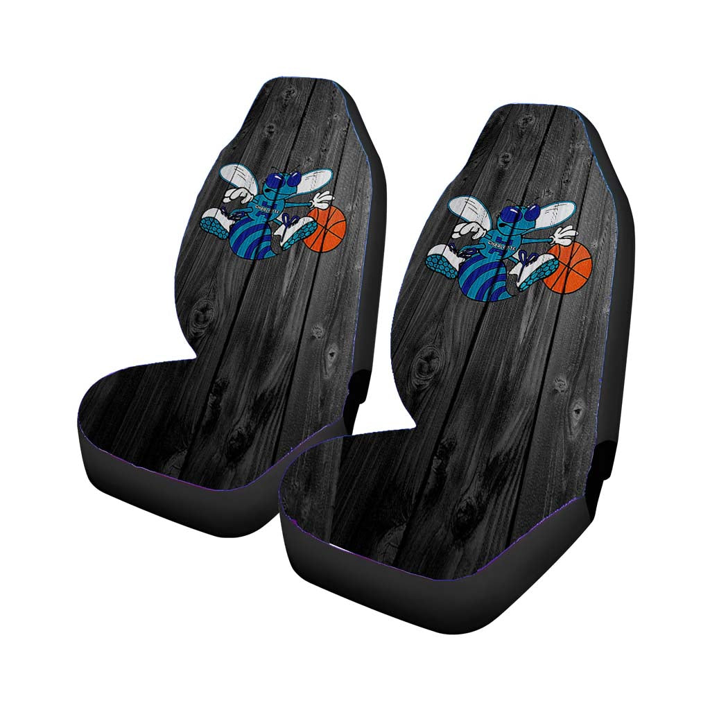 old charlotte hornets nba logo dark wood wallpaper Car Seat Covers