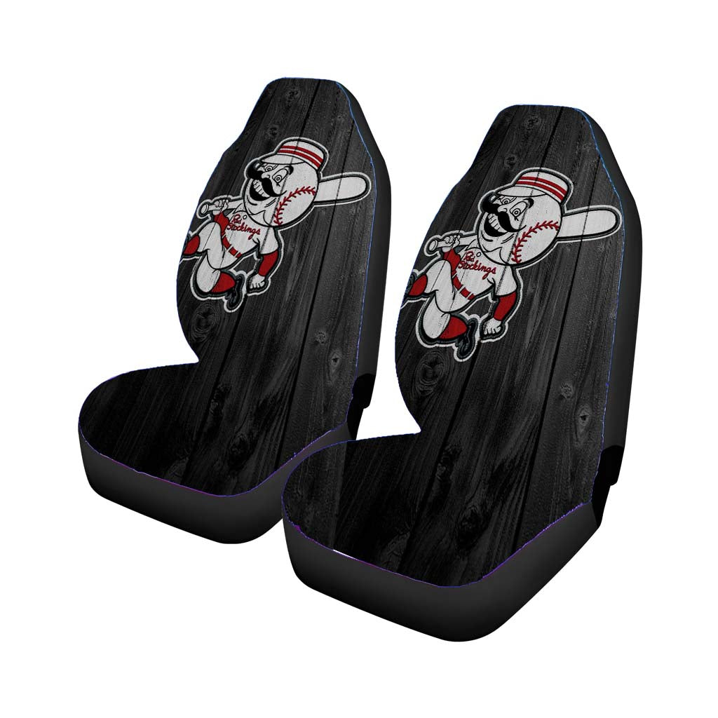 old cincinnati redlegs mlb logo dark wood wallpaper Car Seat Covers