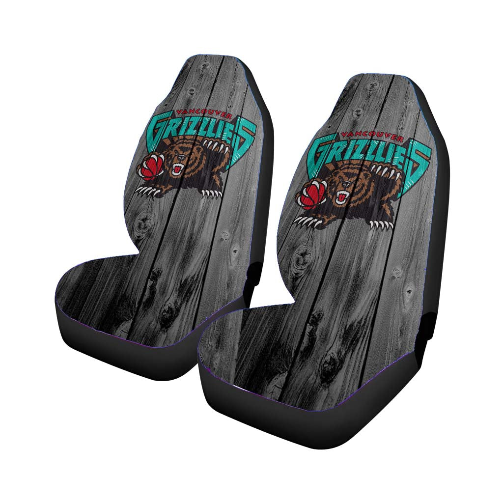 vancouver grizzlies nba logo dark wood wallpaper Car Seat Covers