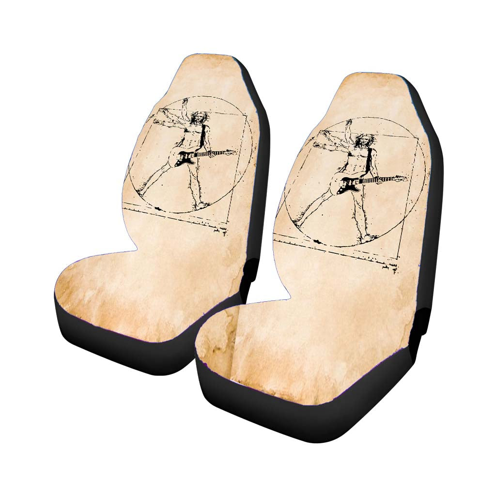 vintage paper vitruvian man guitar r Car Seat Covers