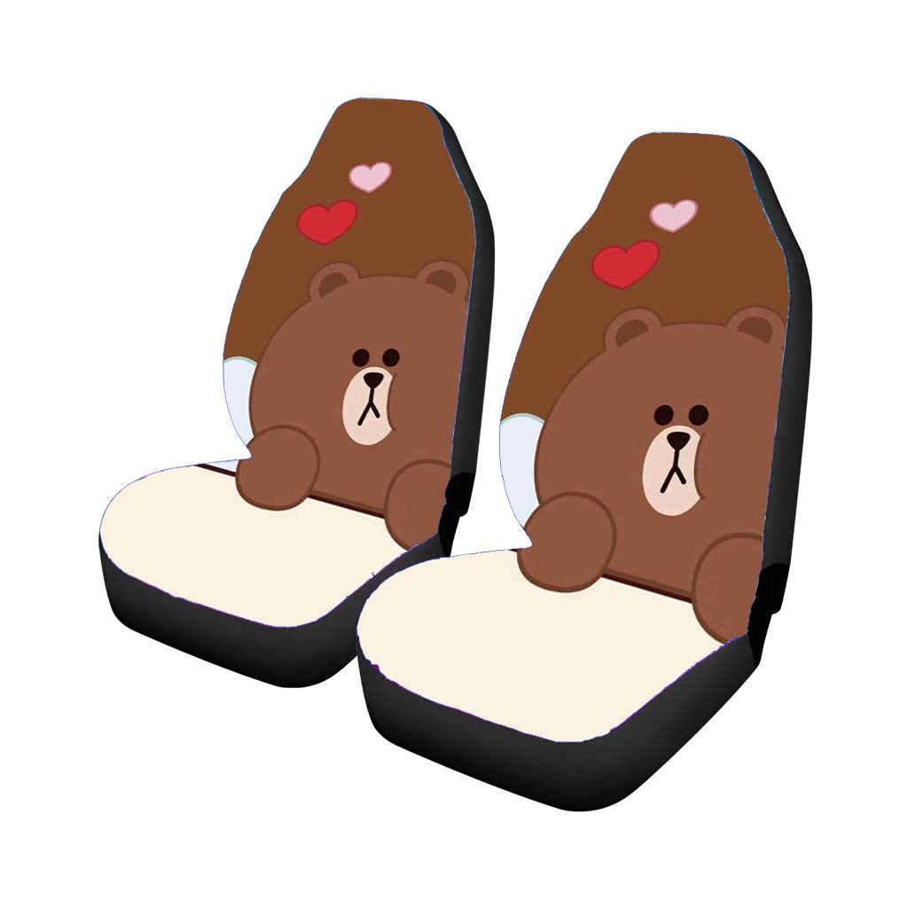 Line Cute Brown Car Seat Covers