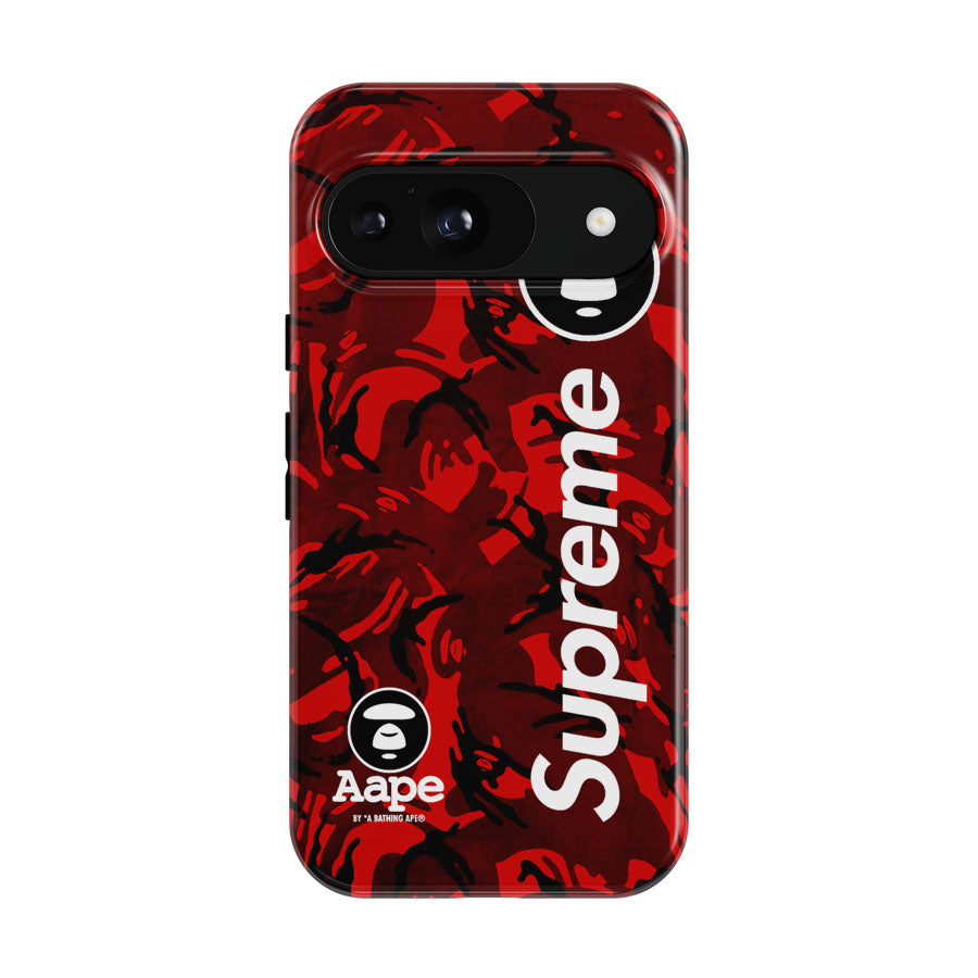 Bape Camo Shark Face Logo Red 2 Google Pixel 9 | 10 Pro Case