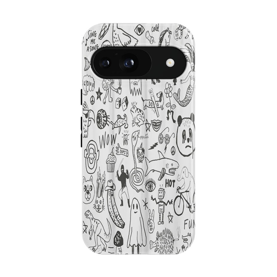 Black And White Handrawn Google Pixel 9 | 10 Pro Case