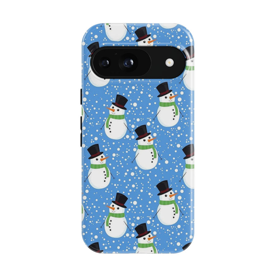 Blue Snowman Pattern Google Pixel 9 | 10 Pro Case